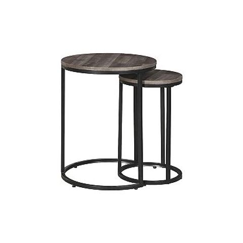 Round Wooden Top Metal Accent Table, Set Of 2, Gray And Black inside Round Wooden Top Metal Accent Table, Set Of 2, Gray And Black